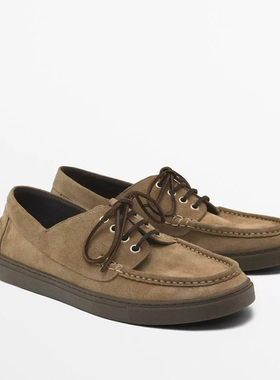 帕达索男鞋秋冬新款复古时尚绒面革船型鞋百搭透气休闲板鞋250513