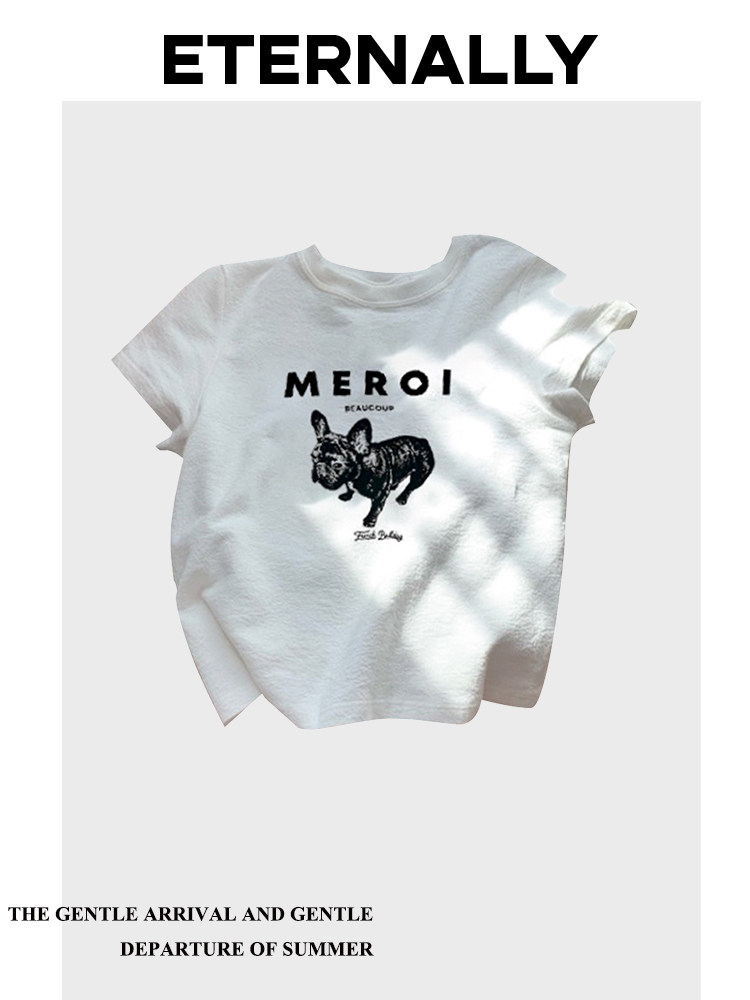 ETERNALLY MOVE 레트로 프린트 반팔 티셔츠 여성 여름 새 여자 슬리밍 탑