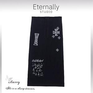 Eternally move 秋冬 裂纹印花半身裙休闲宽松显瘦长款半裙