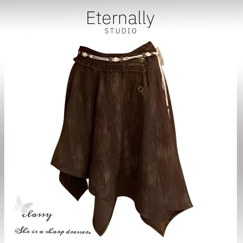 【现货】Eternally move 高级感少女棕色秋冬新款不规则a字半身裙