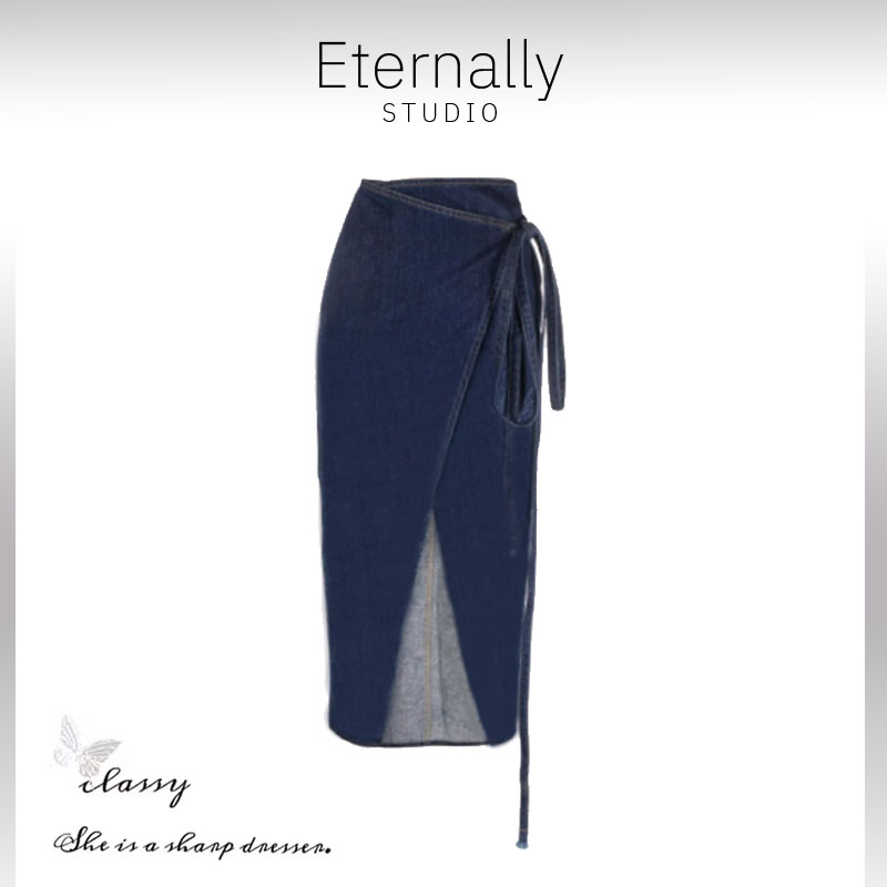 Eternally move 韩系chic潮气质一片式系带设计感小众开叉裙子