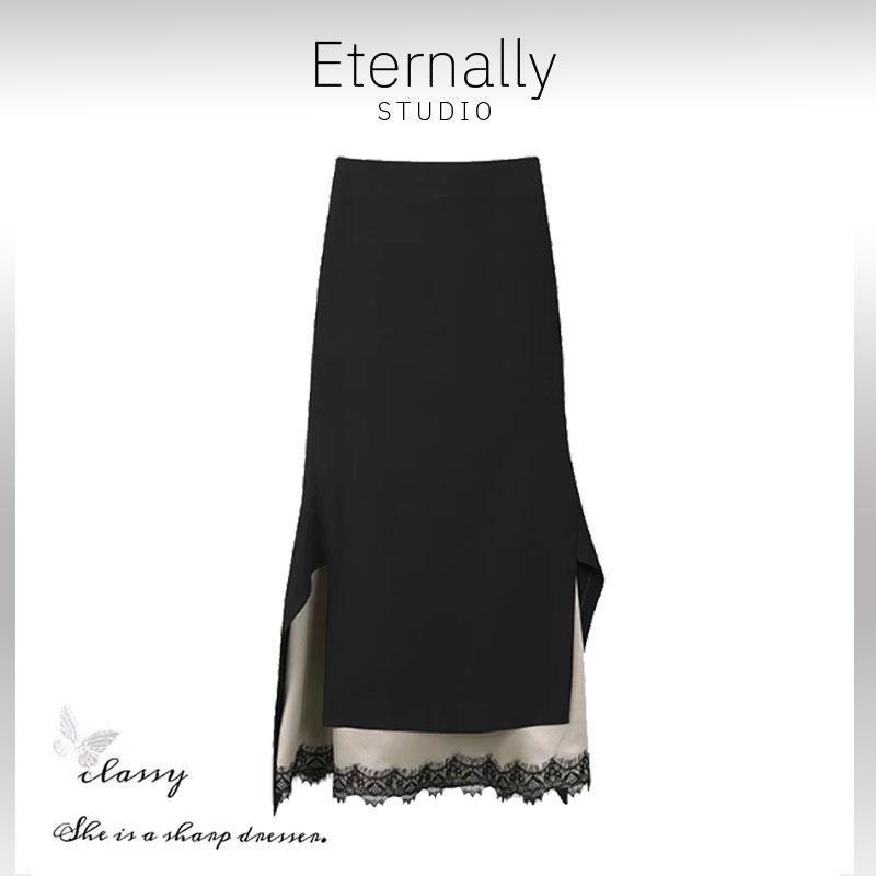 【现货】Eternally 法式半身裙名媛气质高级感新款假两件设计裙子