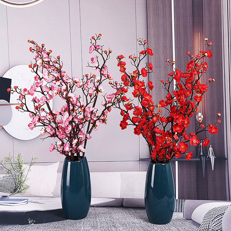 梅花仿真花腊梅假花中式家居装饰绢花禅意插花客厅摆件塑料花树枝
