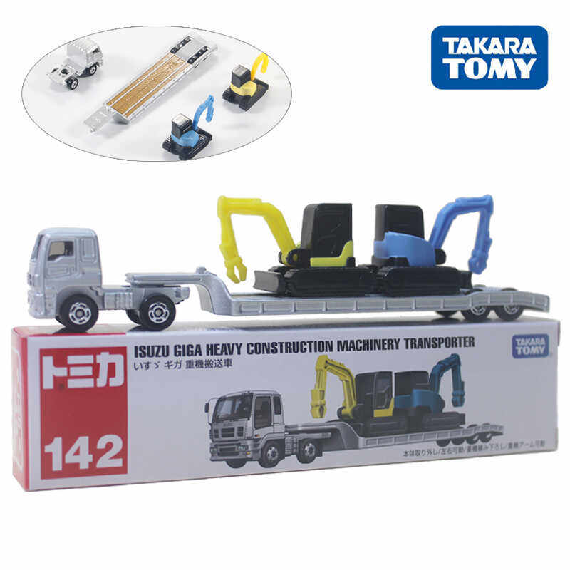 TOMY多美卡长款合金小车模型142号五十铃重机运输搬运车228639男