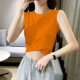 背心女夏外穿吊带2025年新款 设计感小众橙色无袖 t恤打底上衣ins潮