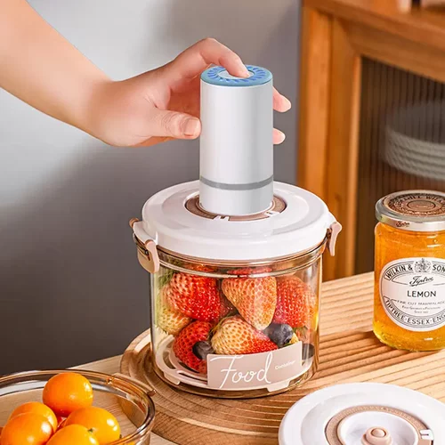 电动真空保鲜盒食品密封罐冰箱收纳盒密封盒圆形奶粉罐塑料储物罐