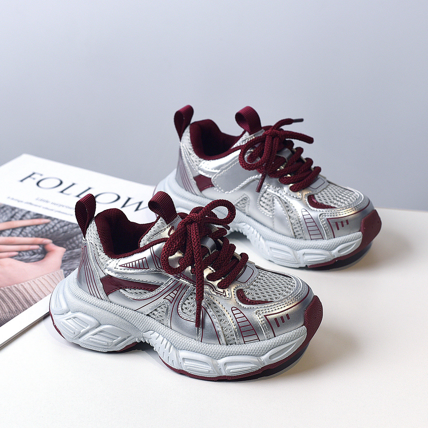 2025春夏季新款轻便透气女童老爹鞋中大男儿童单网鞋男宝运动鞋子