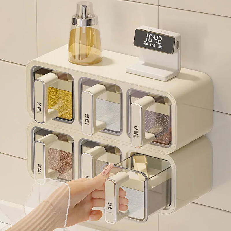 蓝致壁挂式调料收纳盒三重密封