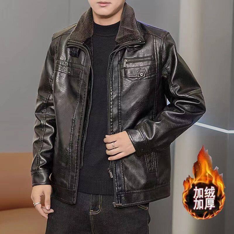 海宁新款双领秋冬加绒男士皮衣外皮衣