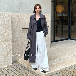 梵妮Fanny 设计感气质长袖风衣外套女秋季宽松百搭休闲长外套大衣