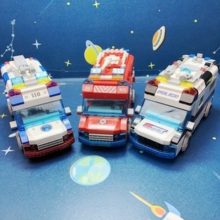 玩具车惯性组装 男孩电动构建拼插积木DIY动手动脑组装 积木车玩具