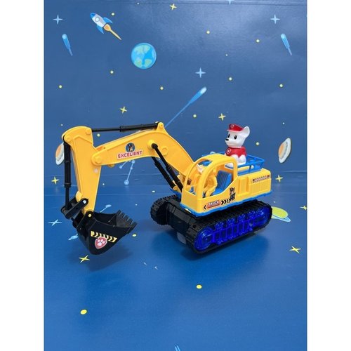 儿童男孩电动灯光音乐卡通狗狗挖土机黄色工程车挖机万向轮玩具车