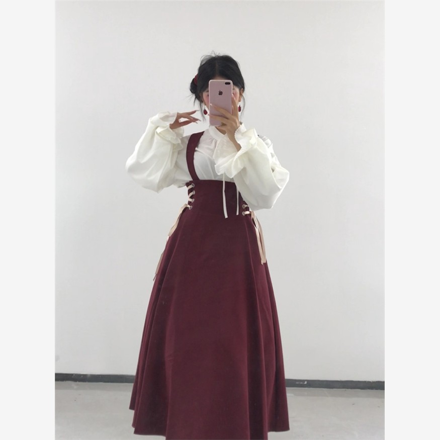 法式覆古白色长袖衬衫女
