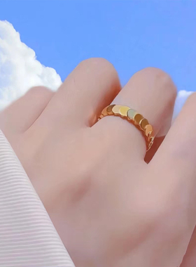 网红鱼鳞戒指女小众设计高级感越南沙金仿真黄金不掉色送女友礼物