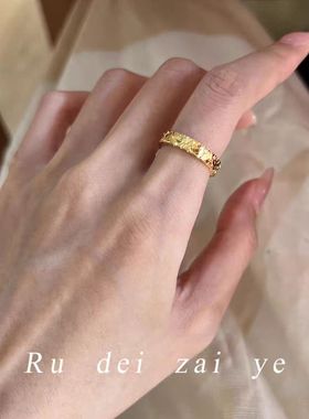 碎冰冰超闪素圈高保色不掉色戒指女中式复古高级感精致百搭戒指男