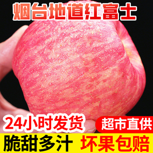 包邮 钰果香园新鲜山东烟台栖霞红富士脆甜苹果水果10苹果5斤整箱