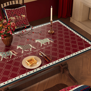 复古桌垫新年马年氛围感装饰餐桌台面保护垫防烫防水防油免洗桌布