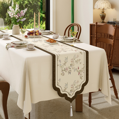 新中式桌旗茶席中古风长条茶桌垫布轻奢高端餐桌旗布茶台茶几盖布