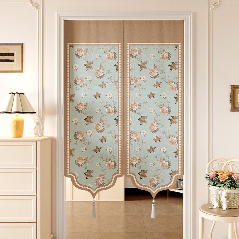 美式复古门帘免打孔2025新款卧室异形遮挡帘厨房卫生间隔断帘布帘