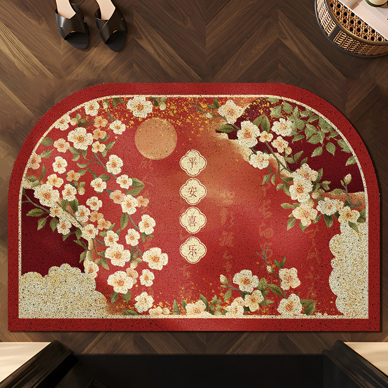 红色氛围感家用耐脏防滑垫