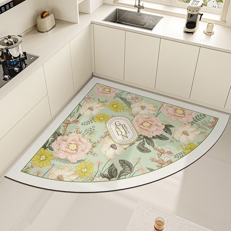 厨房硅藻泥地垫扇形免洗可擦防滑轻奢高级感防油防水脚垫美式地毯,居家布艺,厨房地垫,淘宝优惠券,粉丝福利购,淘宝优惠卷
