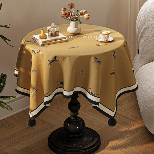 法式氛围感桌布小圆桌茶几盖布轻奢高级感餐桌台布床头柜防尘盖巾
