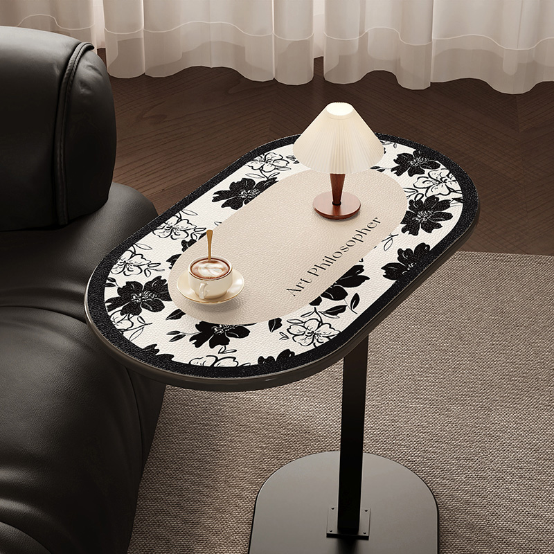 边几桌垫美式椭圆形茶几桌布皮革防水防油免洗轻奢高级感桌面垫子