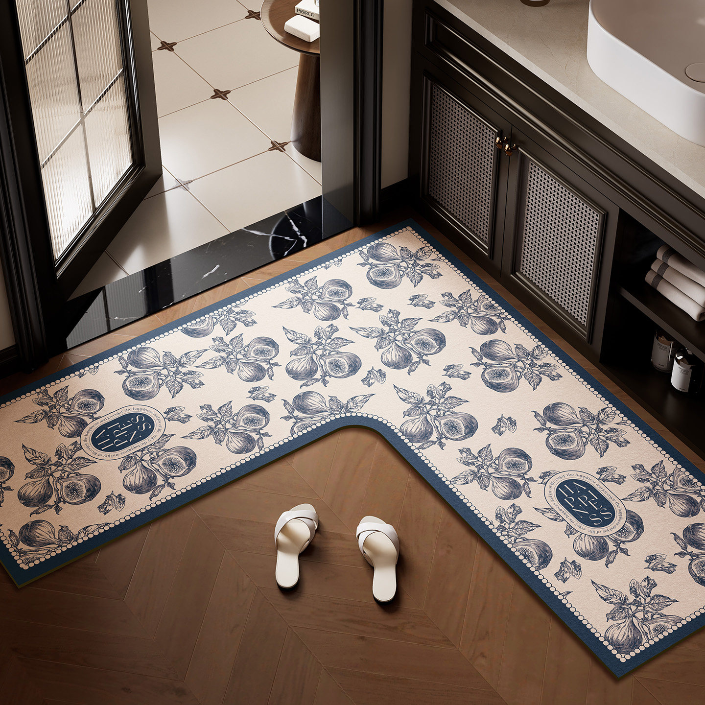 L型浴室地垫硅藻泥吸水垫卫生间门口防滑垫子厕所脚垫地毯卫浴