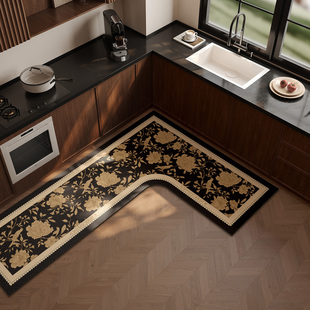 L形厨房地垫防滑防油可擦免洗7字形地毯垫2025新款硅藻泥吸水脚垫