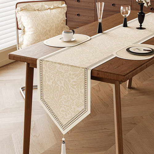 桌旗美式复古轻奢高端餐桌旗布长条茶几桌布电视柜斗柜边柜盖布