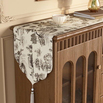 法式桌旗轻奢高端茶几餐桌长条桌布现代简约电视柜斗柜盖布高级感