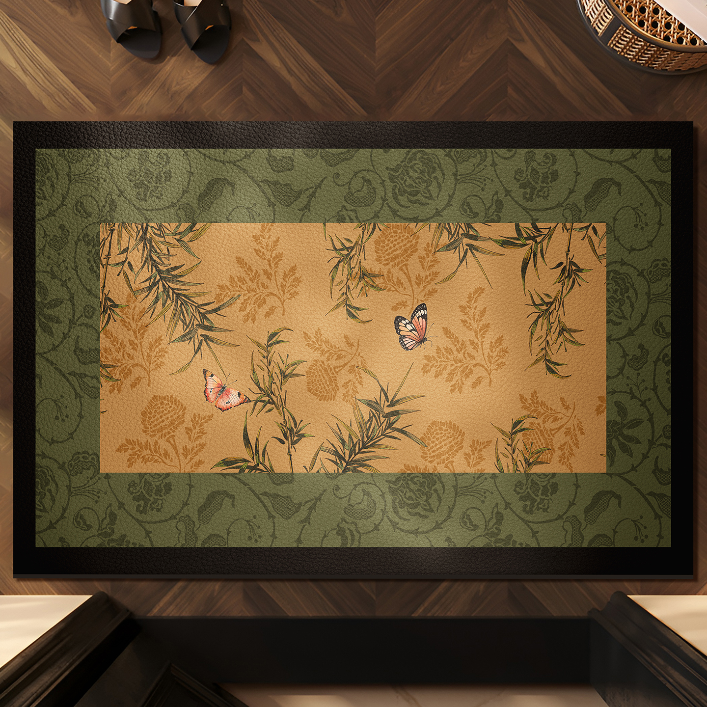 中古风入户门地垫耐脏防滑可擦免洗pvc家用玄关进门口脚垫子