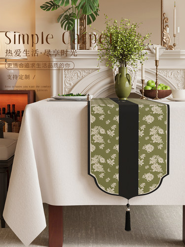法式覆古桌旗轻奢高端餐桌旗布茶台茶旗桌布长条电视柜斗柜盖布
