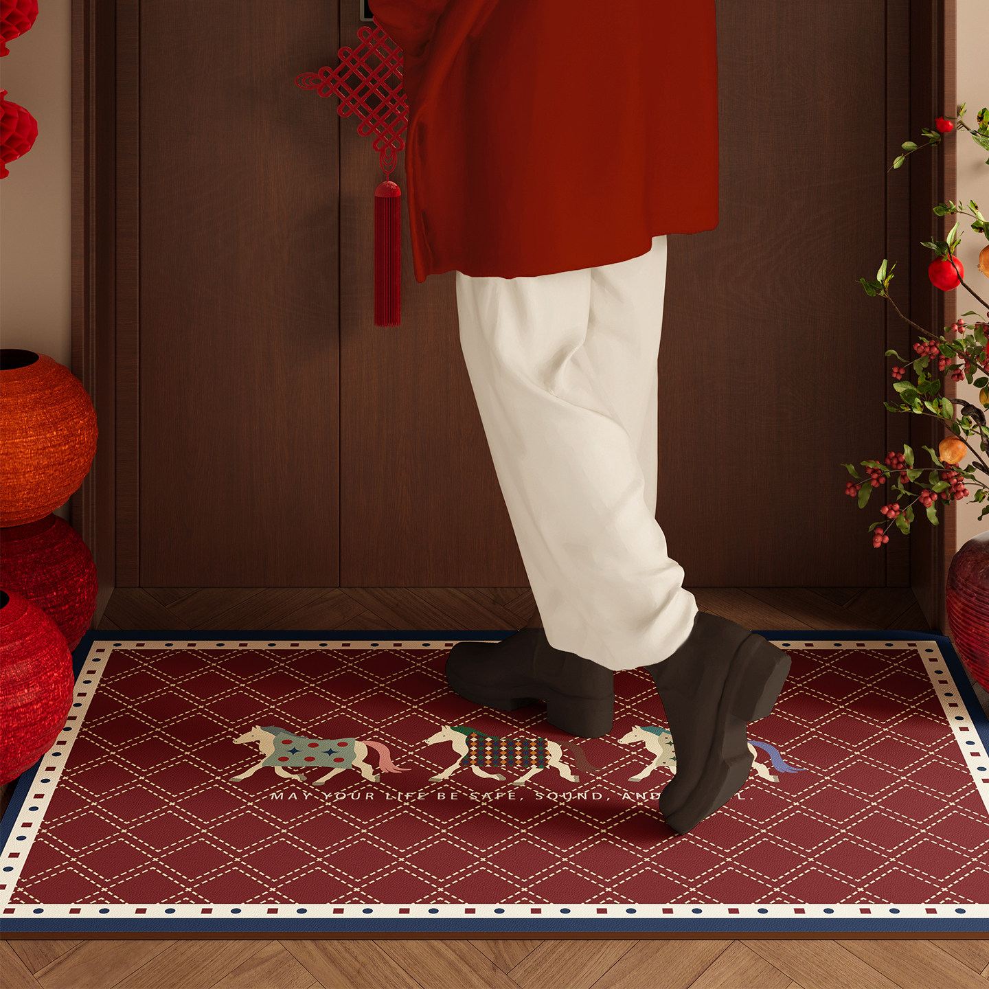 马年新款入户门地垫PVC可擦免洗复古轻奢高级感门口地毯垫可裁剪,居家布艺,入户地垫,淘宝优惠券,粉丝福利购,淘宝优惠卷