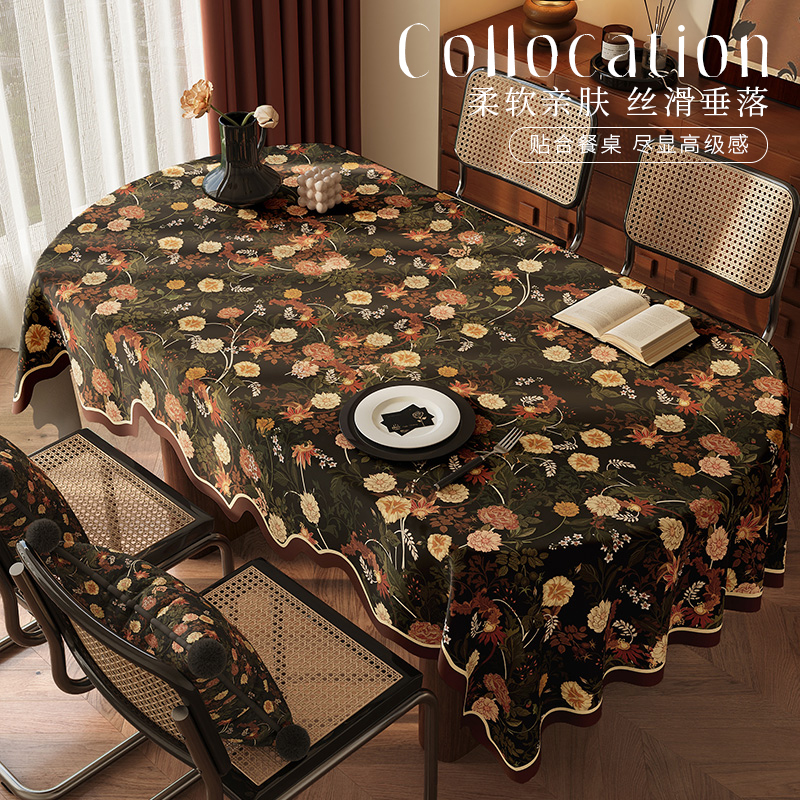 美式复古异形桌布棉麻布艺高级感2025新款ins风氛围感餐桌台布