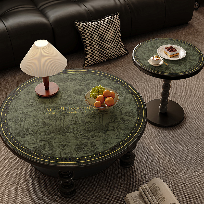 复古小茶几桌垫圆形轻奢高级感圆桌桌布防水防油防烫免洗桌面垫子