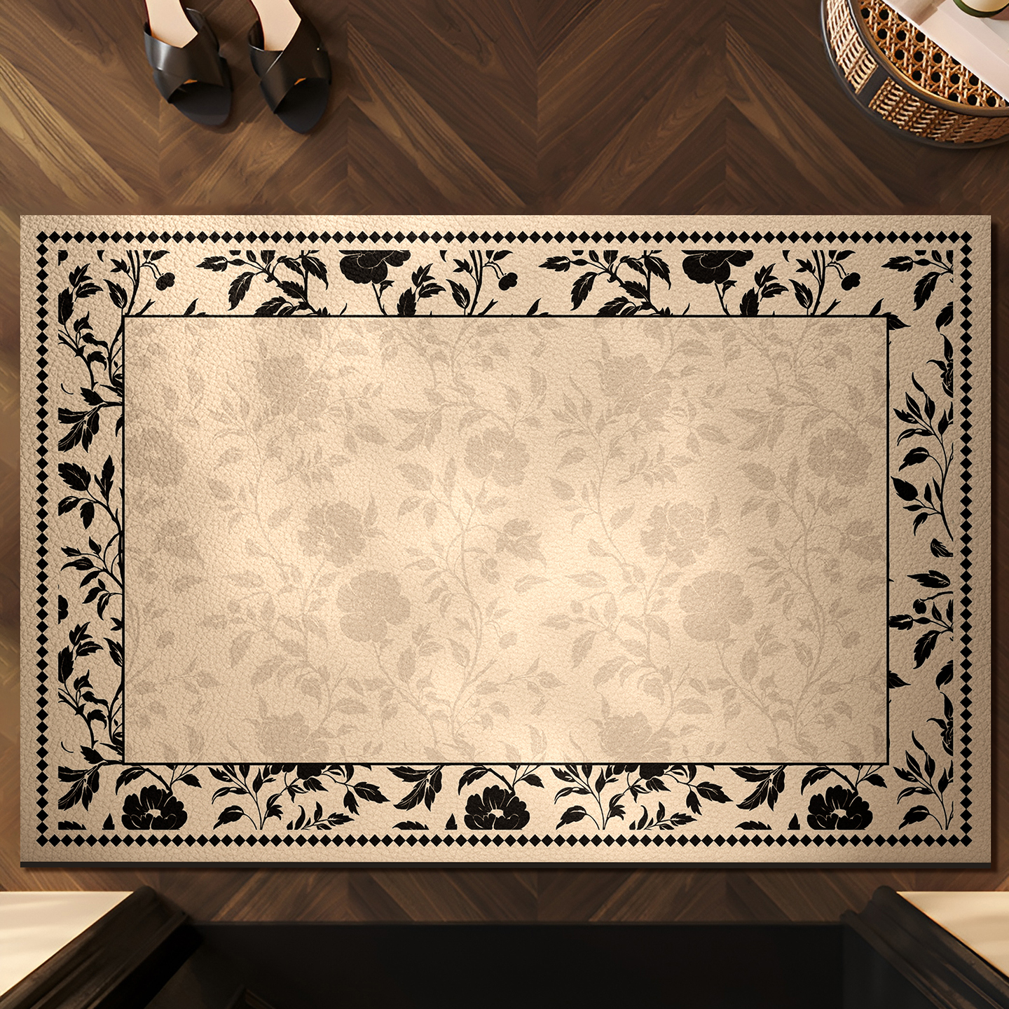 法式中古风入户门地垫耐脏防滑可擦免洗pvc家用玄关进门口脚垫子