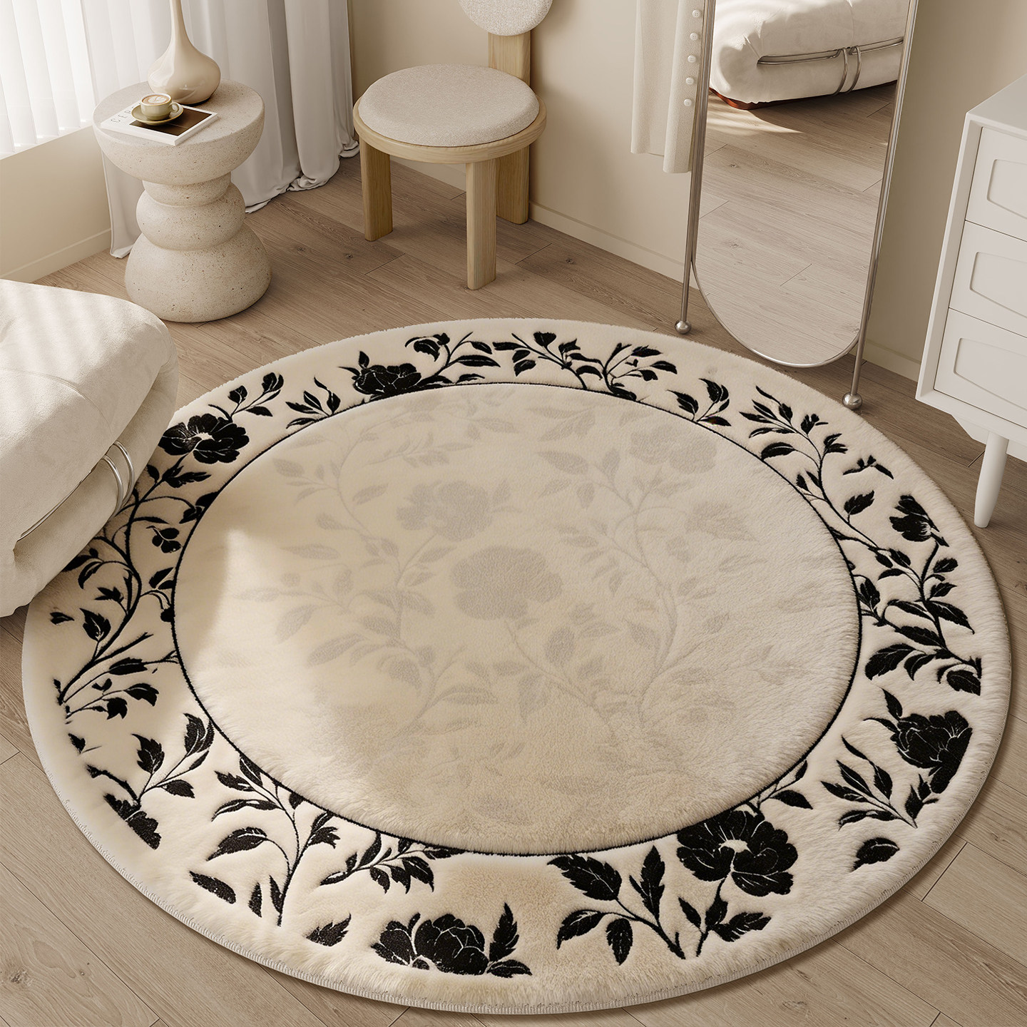 圆形地毯客厅中古风2026新款法式复古卧室床边衣帽间椅子摇椅地垫,居家布艺,地毯,淘宝优惠券,粉丝福利购,淘宝优惠卷