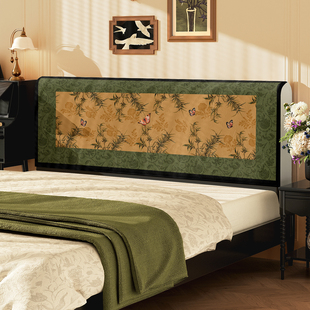 中古风床头套罩2025新款四季通用加厚靠垫保护套可拆洗软包防尘罩