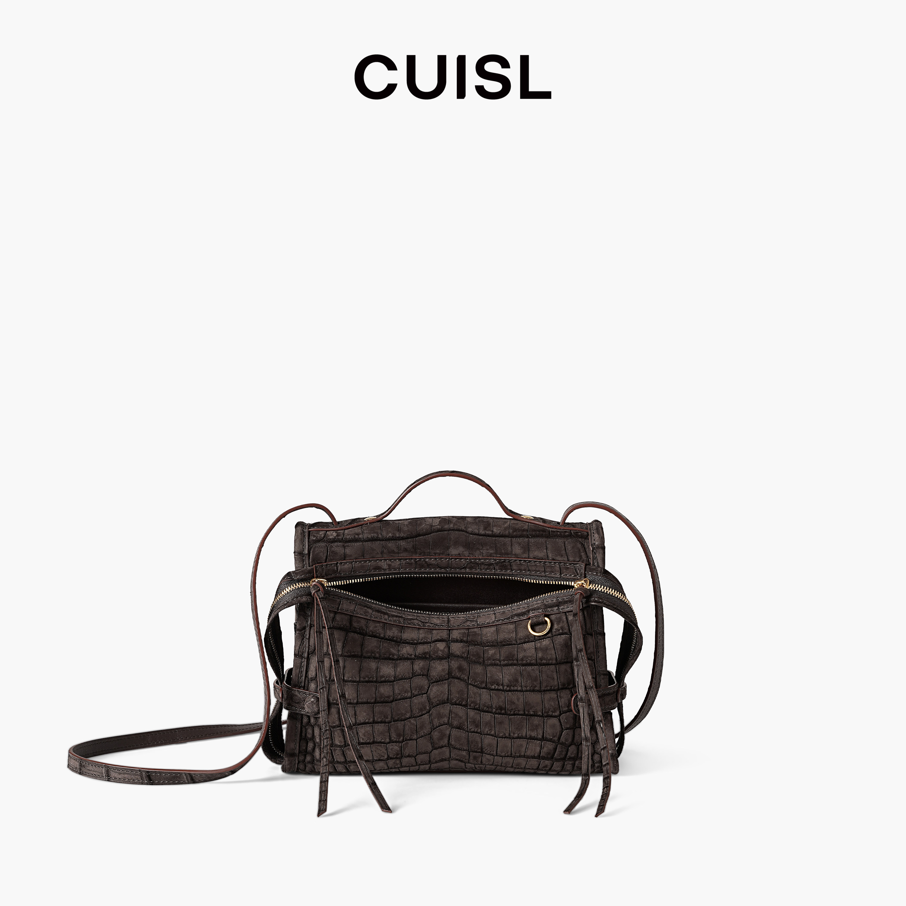 CUISL崔氏/兴隆尼罗定制微笑笑脸大小斜挎包鳄鱼皮拉链斜挎包女