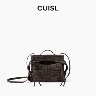 CUISL崔氏/兴隆尼罗定制微笑笑脸大小斜挎包鳄鱼皮拉链斜挎包女