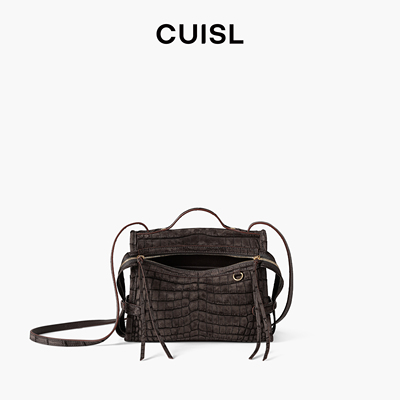 CUISL崔氏/兴隆尼罗定制微笑笑脸大小斜挎包鳄鱼皮拉链斜挎包女