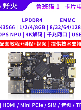野火鲁班猫1卡片电脑 瑞芯微RK3566开发板 对标树莓派 图像处理