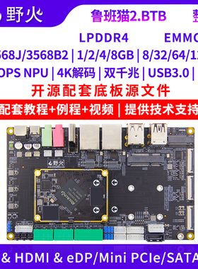 野火鲁班猫2工业级RK3568J商业级RK3568开发板 人工智能Linux安卓