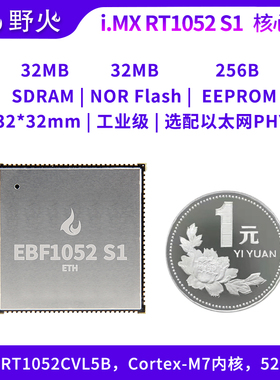 野火 EBF1052  i.MX RT1052 邮票孔核心板  Cortex-M7   工业级