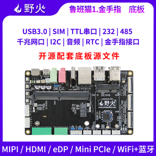 野火鲁班猫1金手指接口底板商业级RK3566人工智能AI主板安卓Linux