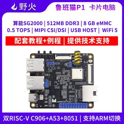 野火鲁板猫P1卡片电脑算能SG2000开发板Linux学习RISC-V C906 ARM