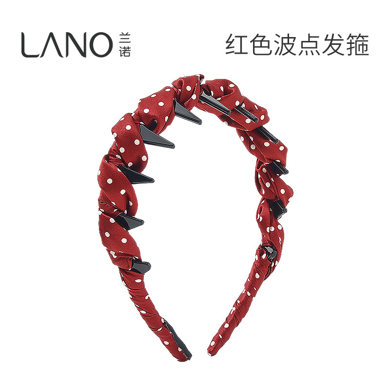 兰诺红色波点发箍女款带齿2025新款高级感轻奢洋气时尚高颅顶头箍