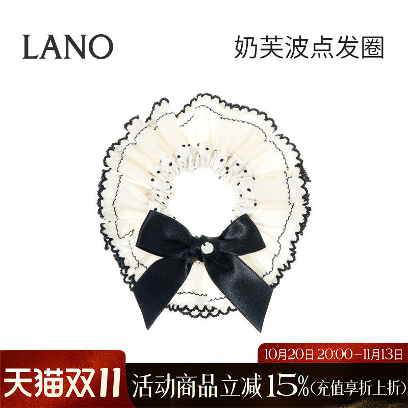 兰诺蝴蝶结波点大肠发圈女高级感扎头发丸子头高马尾头绳头花发饰
