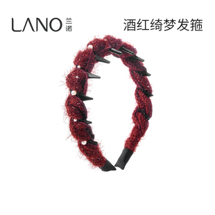 兰诺红色针织珍珠发箍女款带齿高级感洋气时尚日常外戴高颅顶头箍